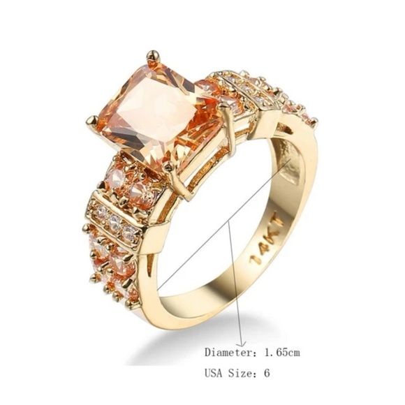 CITRINE RING SIZE 7.5 14K GOLD PLATED - Picture 3 of 3